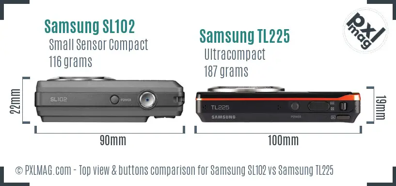 Samsung SL102 vs Samsung TL225 top view buttons comparison