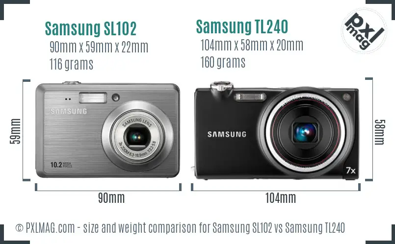 Samsung SL102 vs Samsung TL240 size comparison
