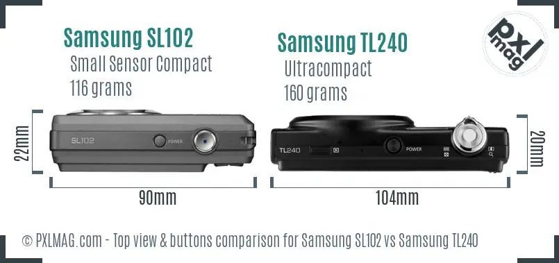 Samsung SL102 vs Samsung TL240 top view buttons comparison