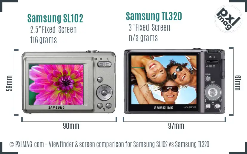 Samsung SL102 vs Samsung TL320 Screen and Viewfinder comparison