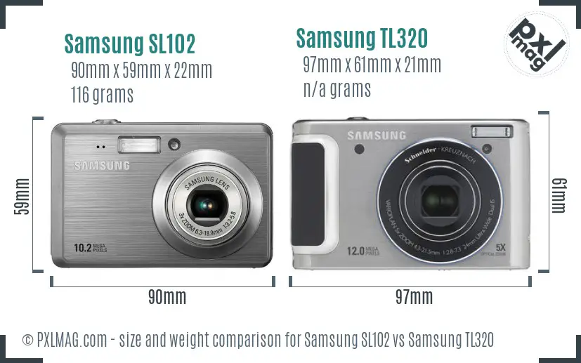 Samsung SL102 vs Samsung TL320 size comparison