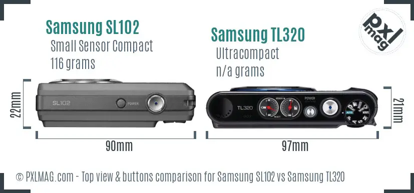 Samsung SL102 vs Samsung TL320 top view buttons comparison