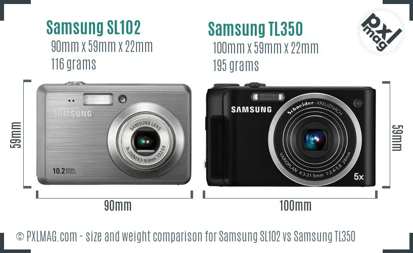 Samsung SL102 vs Samsung TL350 size comparison