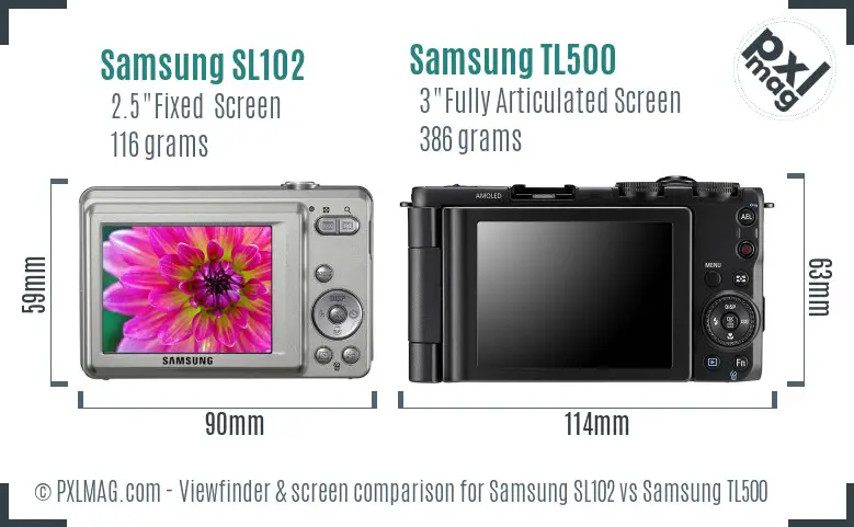 Samsung SL102 vs Samsung TL500 Screen and Viewfinder comparison