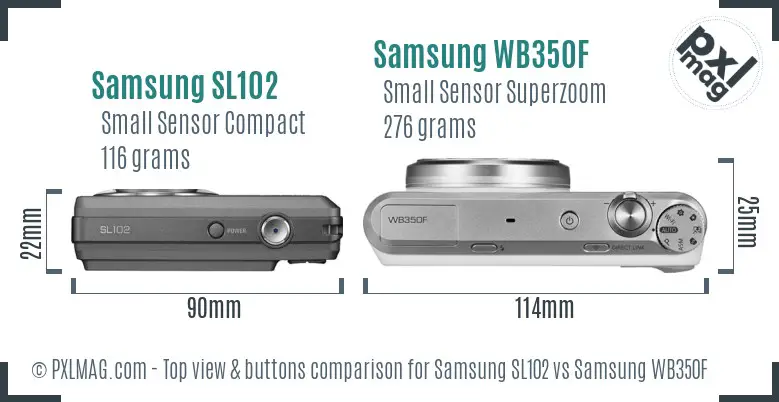 Samsung SL102 vs Samsung WB350F top view buttons comparison