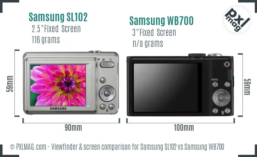 Samsung SL102 vs Samsung WB700 Screen and Viewfinder comparison