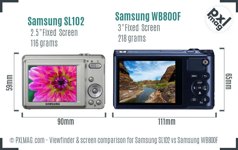 Samsung SL102 vs Samsung WB800F Screen and Viewfinder comparison