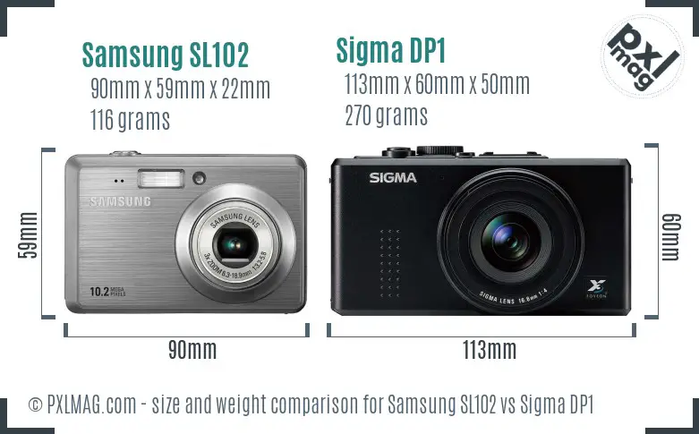 Samsung SL102 vs Sigma DP1 size comparison