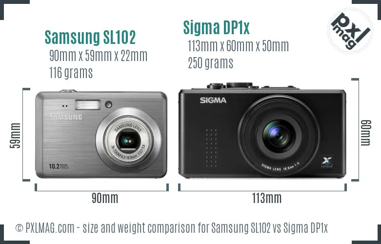 Samsung SL102 vs Sigma DP1x size comparison