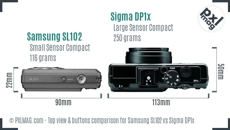 Samsung SL102 vs Sigma DP1x top view buttons comparison