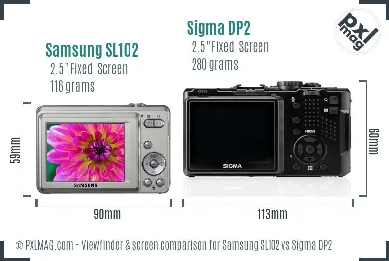 Samsung SL102 vs Sigma DP2 Screen and Viewfinder comparison
