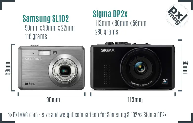 Samsung SL102 vs Sigma DP2x size comparison Samsung SL102 vs Sigma DP2x size comparison