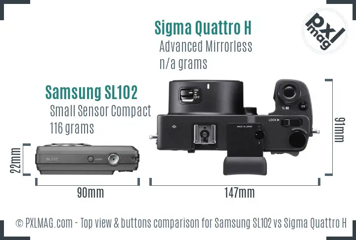 Samsung SL102 vs Sigma Quattro H top view buttons comparison