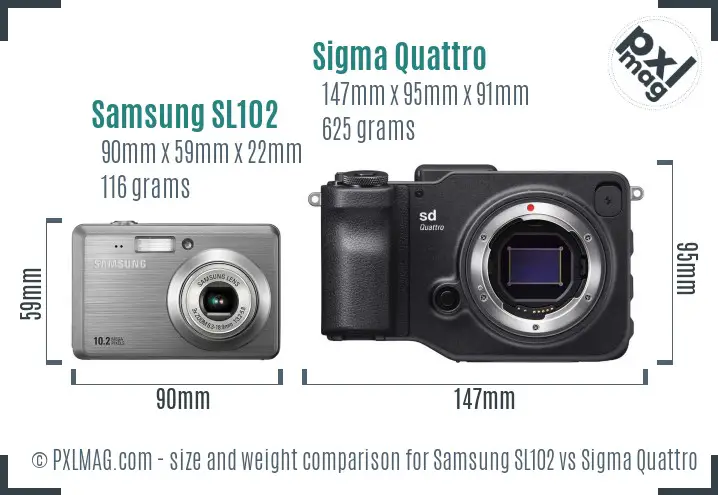 Samsung SL102 vs Sigma Quattro size comparison