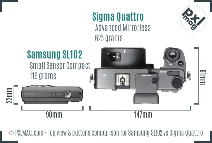 Samsung SL102 vs Sigma Quattro top view buttons comparison