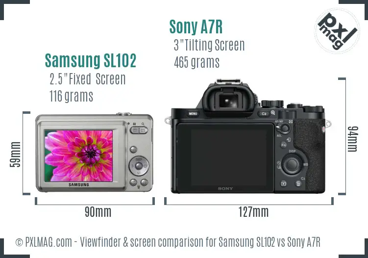 Samsung SL102 vs Sony A7R Screen and Viewfinder comparison
