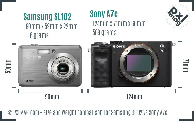 Samsung SL102 vs Sony A7c size comparison Samsung SL102 vs Sony A7c size comparison