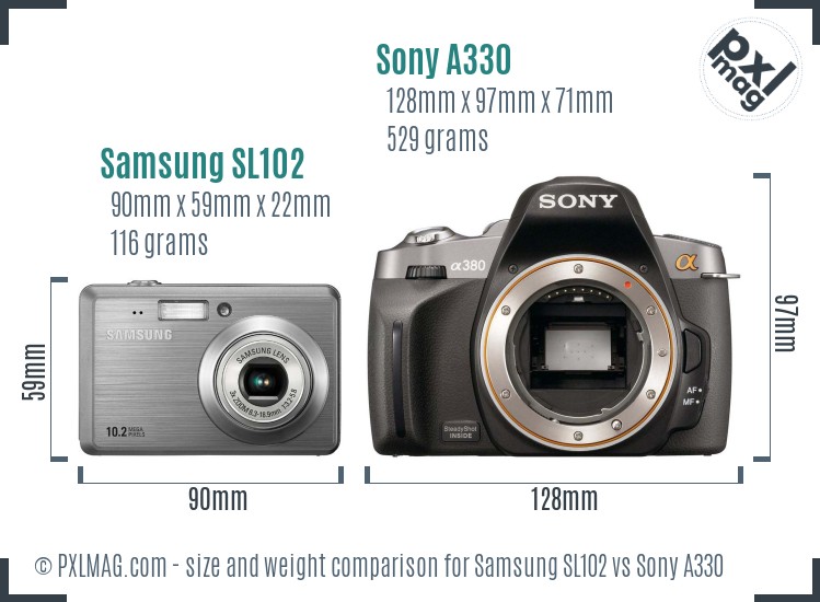 Samsung SL102 vs Sony A330 size comparison