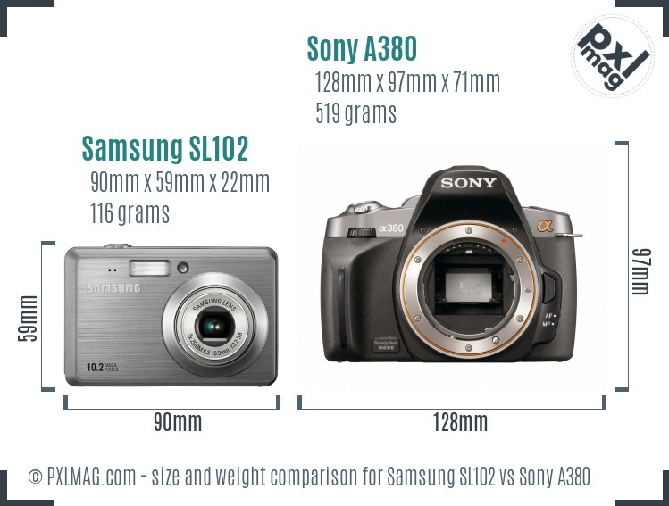 Samsung SL102 vs Sony A380 size comparison Samsung SL102 vs Sony A380 size comparison