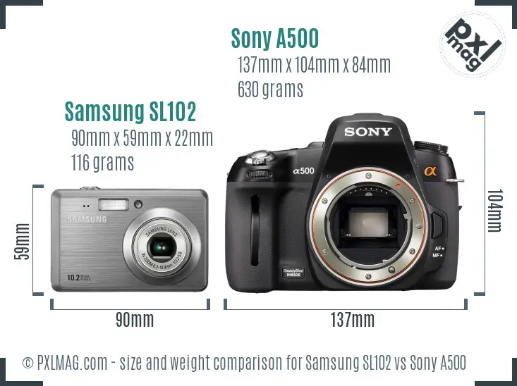 Samsung SL102 vs Sony A500 size comparison Samsung SL102 vs Sony A500 size comparison