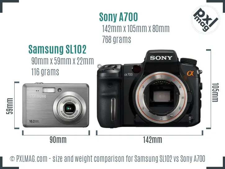 Samsung SL102 vs Sony A700 size comparison Samsung SL102 vs Sony A700 size comparison