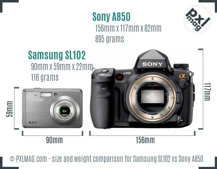 Samsung SL102 vs Sony A850 size comparison Samsung SL102 vs Sony A850 size comparison