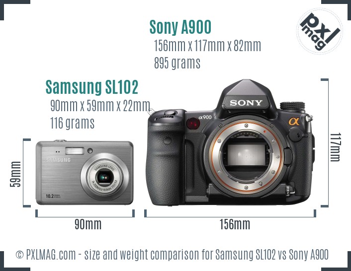 Samsung SL102 vs Sony A900 size comparison Samsung SL102 vs Sony A900 size comparison
