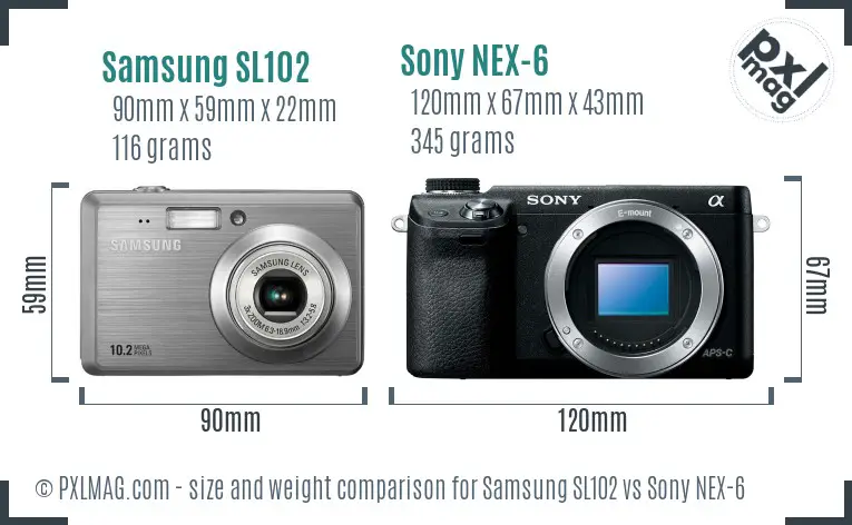 Samsung SL102 vs Sony NEX-6 size comparison Samsung SL102 vs Sony NEX-6 size comparison