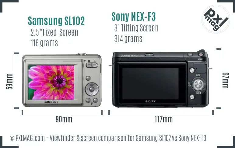 Samsung SL102 vs Sony NEX-F3 Screen and Viewfinder comparison