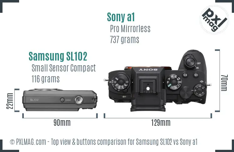 Samsung SL102 vs Sony a1 top view buttons comparison