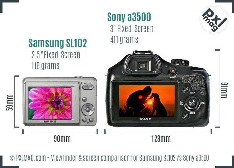 Samsung SL102 vs Sony a3500 Screen and Viewfinder comparison