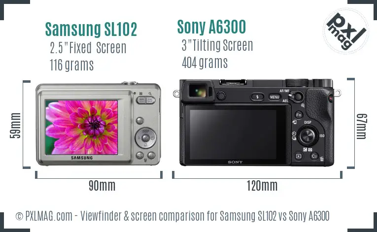 Samsung SL102 vs Sony A6300 Screen and Viewfinder comparison