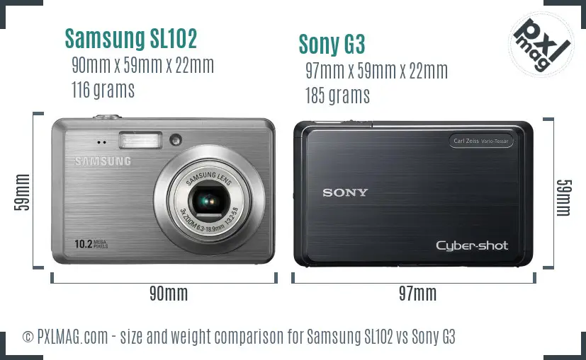 Samsung SL102 vs Sony G3 size comparison Samsung SL102 vs Sony G3 size comparison