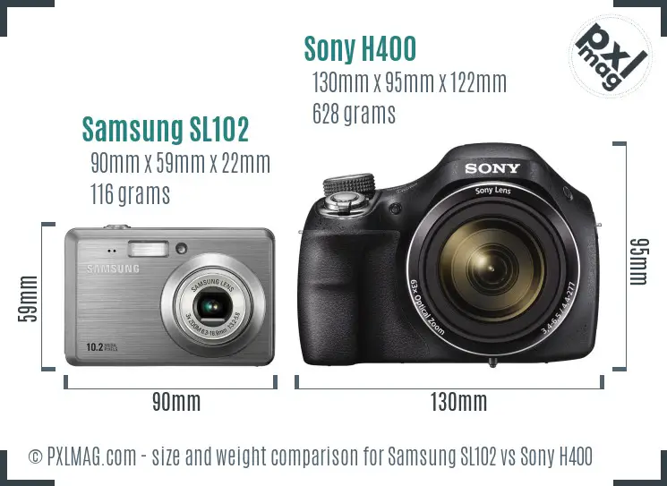 Samsung SL102 vs Sony H400 size comparison Samsung SL102 vs Sony H400 size comparison