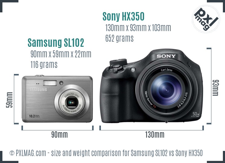 Samsung SL102 vs Sony HX350 size comparison Samsung SL102 vs Sony HX350 size comparison