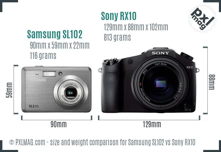 Samsung SL102 vs Sony RX10 size comparison Samsung SL102 vs Sony RX10 size comparison