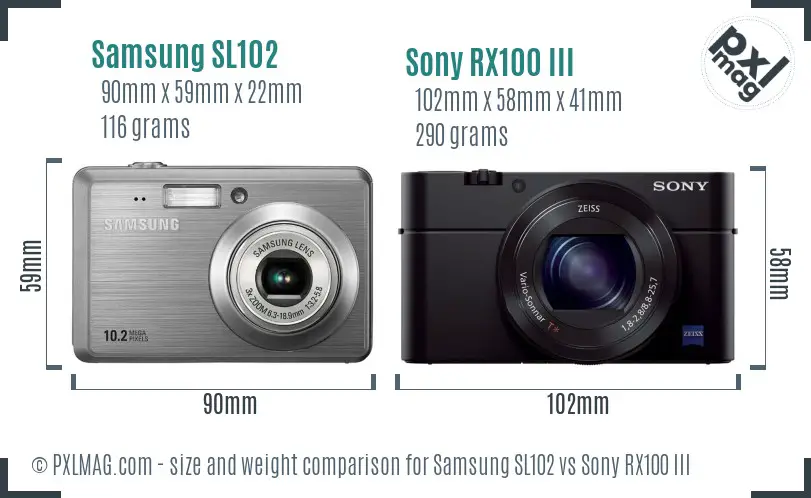 Samsung SL102 vs Sony RX100 III size comparison Samsung SL102 vs Sony RX100 III size comparison