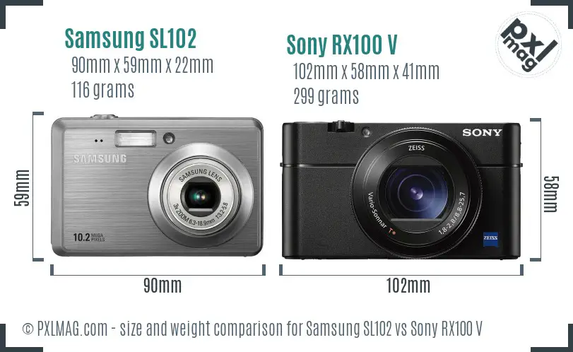 Samsung SL102 vs Sony RX100 V size comparison Samsung SL102 vs Sony RX100 V size comparison