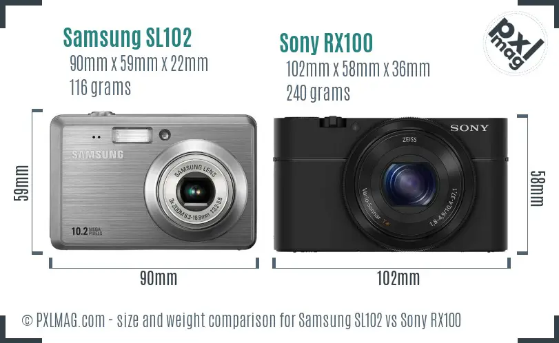 Samsung SL102 vs Sony RX100 size comparison Samsung SL102 vs Sony RX100 size comparison