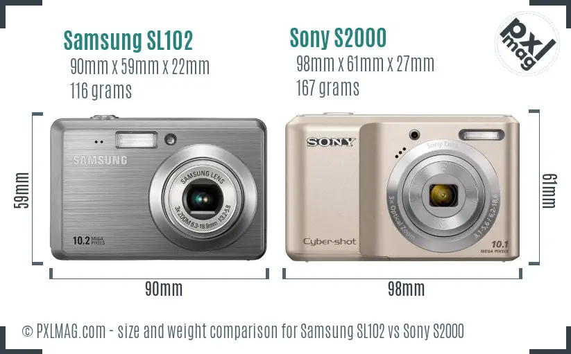 Samsung SL102 vs Sony S2000 size comparison Samsung SL102 vs Sony S2000 size comparison