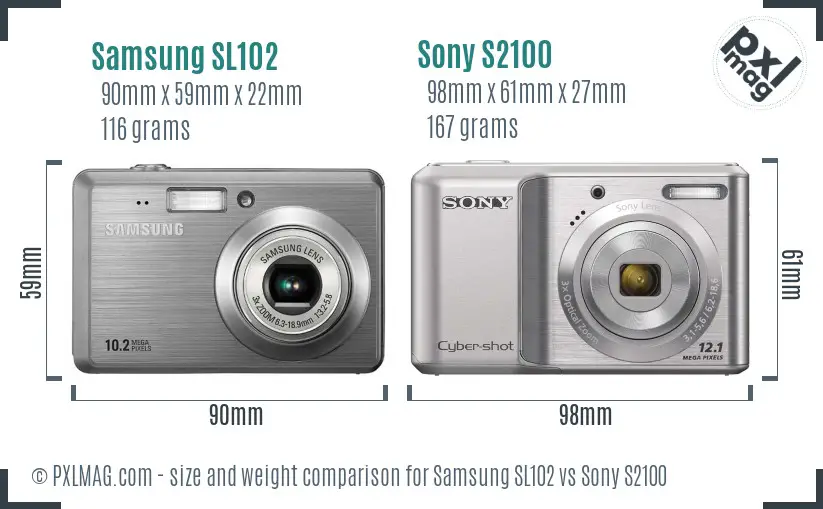 Samsung SL102 vs Sony S2100 size comparison Samsung SL102 vs Sony S2100 size comparison