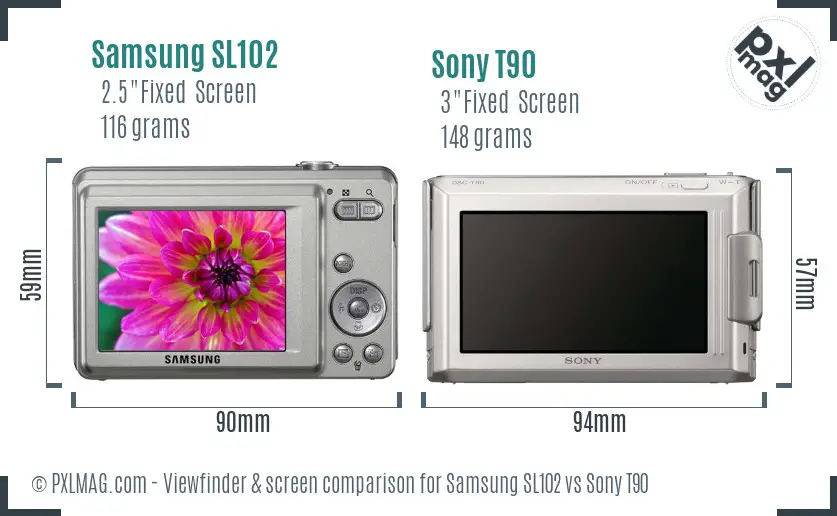 Samsung SL102 vs Sony T90 Screen and Viewfinder comparison Samsung SL102 vs Sony T90 Screen and Viewfinder comparison