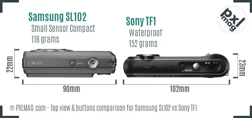 Samsung SL102 vs Sony TF1 top view buttons comparison