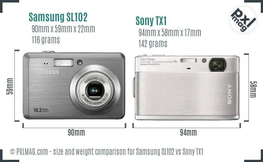 Samsung SL102 vs Sony TX1 size comparison Samsung SL102 vs Sony TX1 size comparison