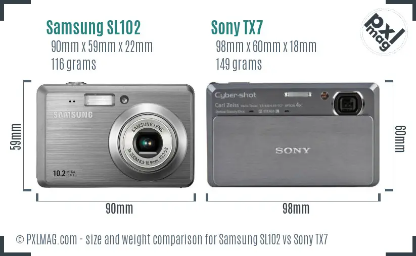 Samsung SL102 vs Sony TX7 size comparison Samsung SL102 vs Sony TX7 size comparison