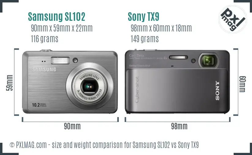 Samsung SL102 vs Sony TX9 size comparison Samsung SL102 vs Sony TX9 size comparison