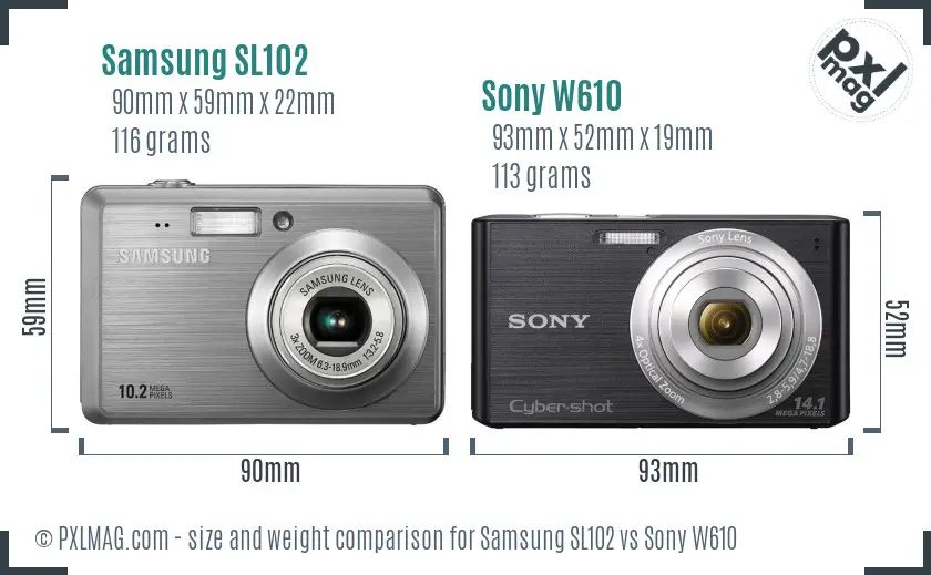 Samsung SL102 vs Sony W610 size comparison Samsung SL102 vs Sony W610 size comparison