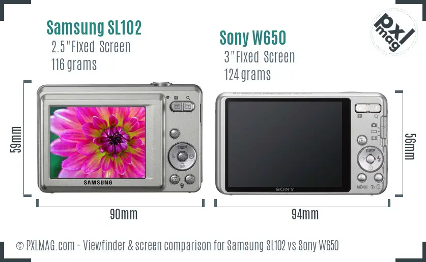 Samsung SL102 vs Sony W650 Screen and Viewfinder comparison Samsung SL102 vs Sony W650 Screen and Viewfinder comparison