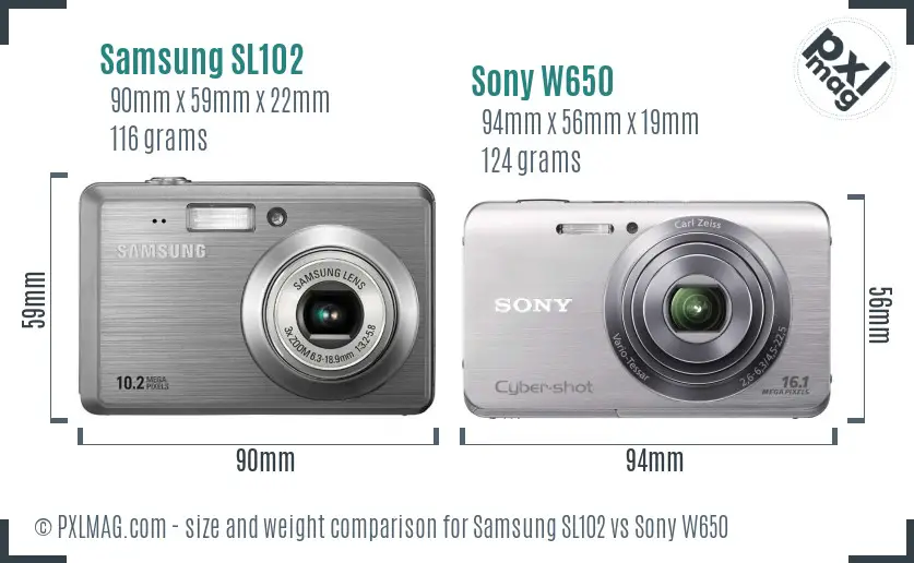 Samsung SL102 vs Sony W650 size comparison Samsung SL102 vs Sony W650 size comparison