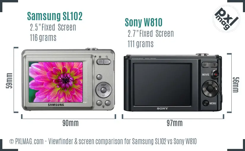 Samsung SL102 vs Sony W810 Screen and Viewfinder comparison Samsung SL102 vs Sony W810 Screen and Viewfinder comparison